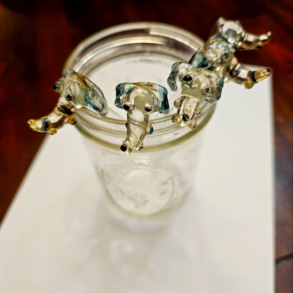 Elephant Head Blown Glass Swizzle Cocktail Stirrer Sticks